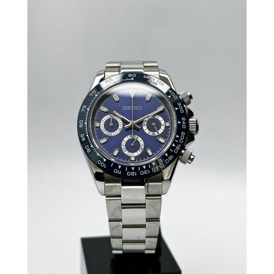Custom Seiko Mod • Navy Blue Daytona • 39.5mm